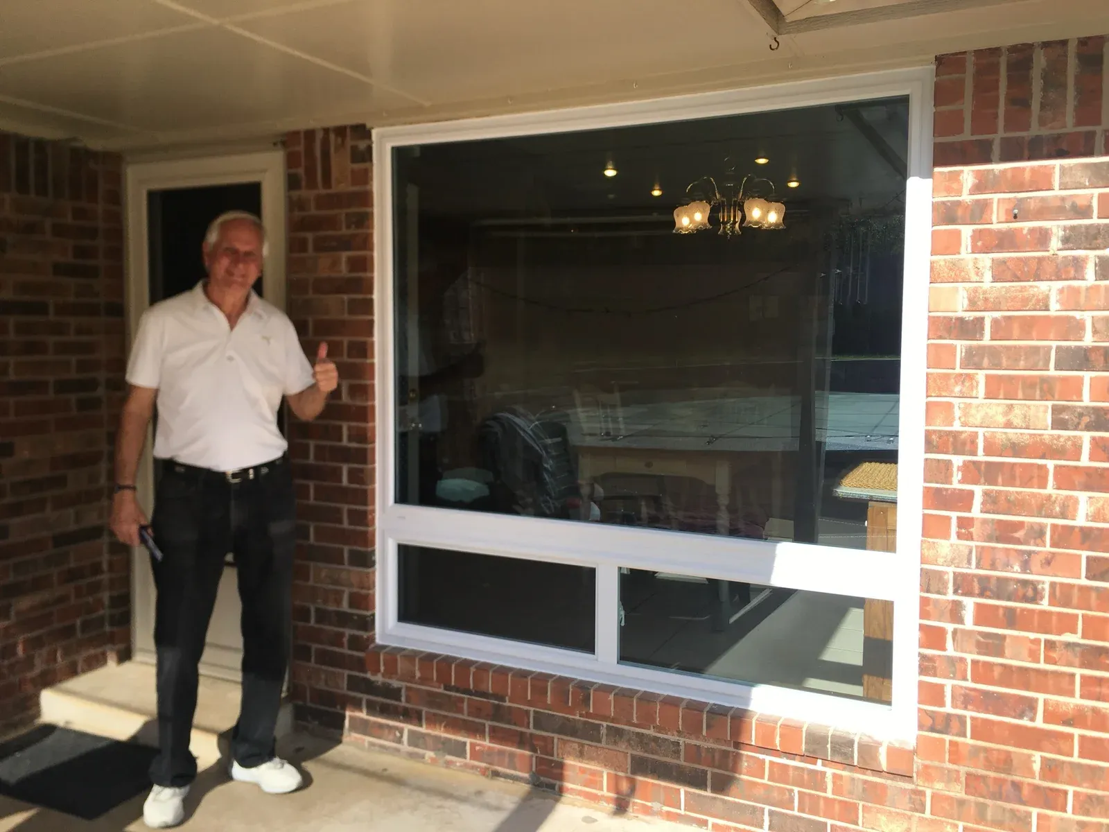 Replacement windows installed on a brick Oklahoma home