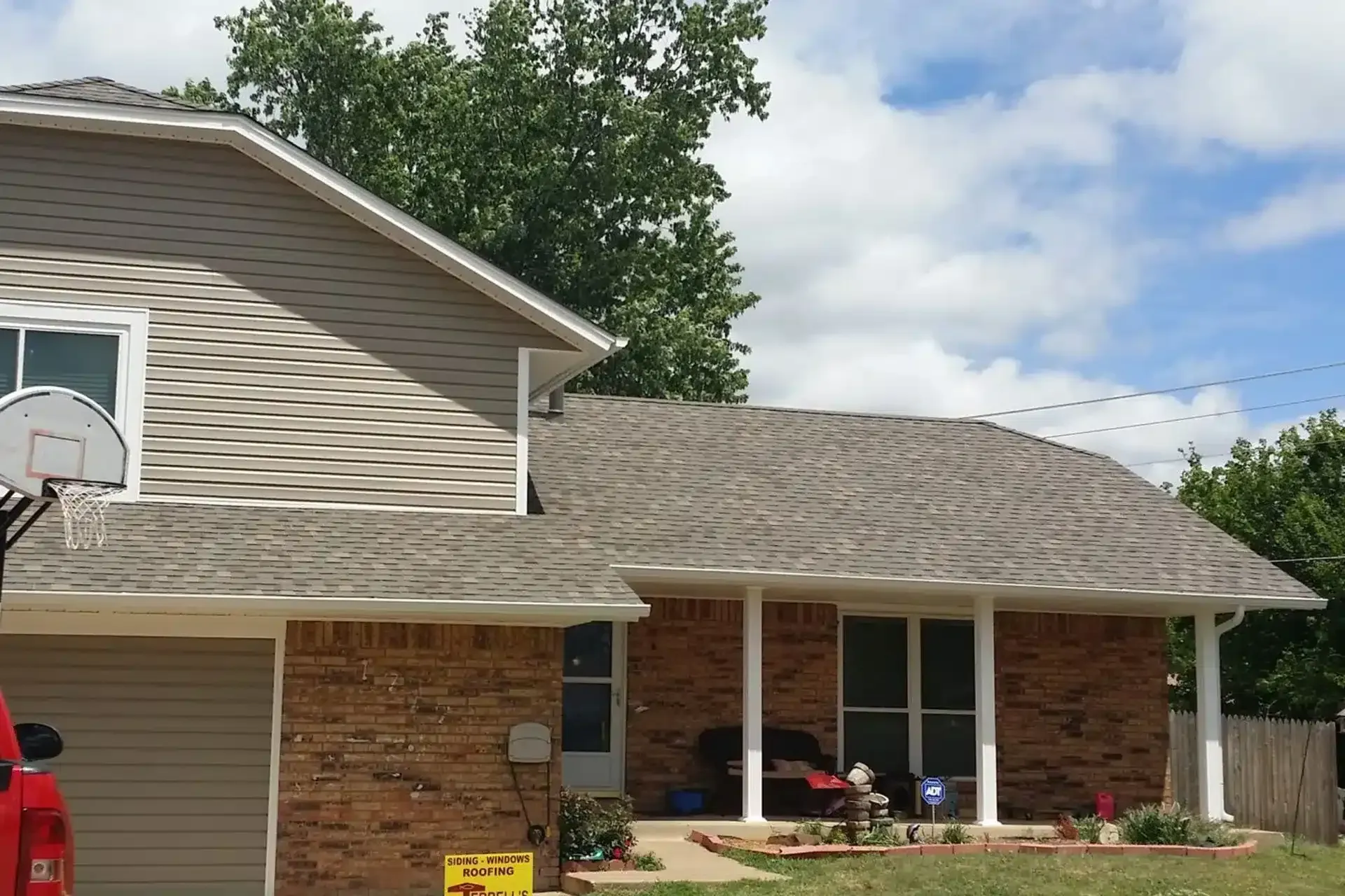 A recently replaced residential roof in Oklahoma